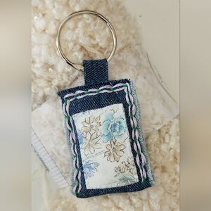 Denim Puffy Keychain Fob Holder Card Holder